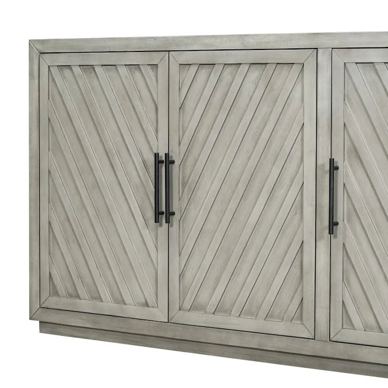 Credenza retrò grande a 3 ante con ripiani regolabili e maniglie nere