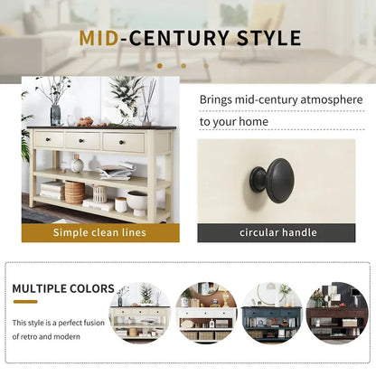 Tavolo consolle in legno massello di pino con due ripiani aperti