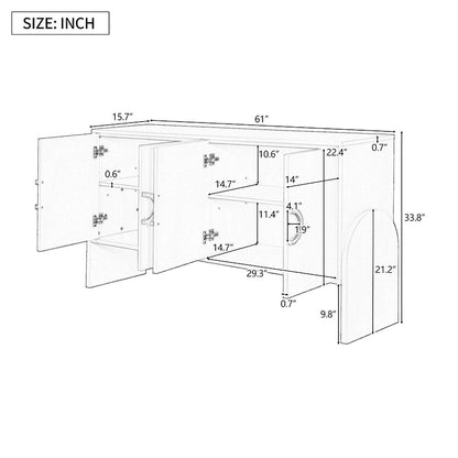 Mobiletto portaoggetti con maniglia in metallo a quattro ante per soggiorno e camera da letto