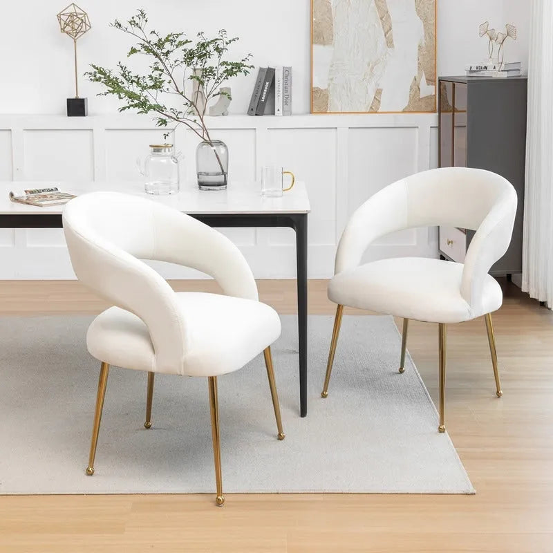 SEYNAR Set di 2 sedie da pranzo con schienale aperto e imbottitura in velluto, stile moderno di metà secolo