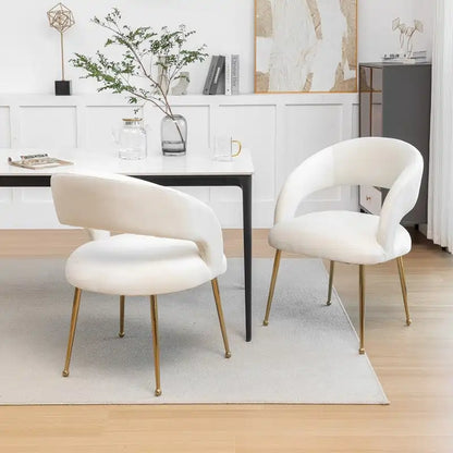 SEYNAR Set di 2 sedie da pranzo con schienale aperto e imbottitura in velluto, stile moderno di metà secolo