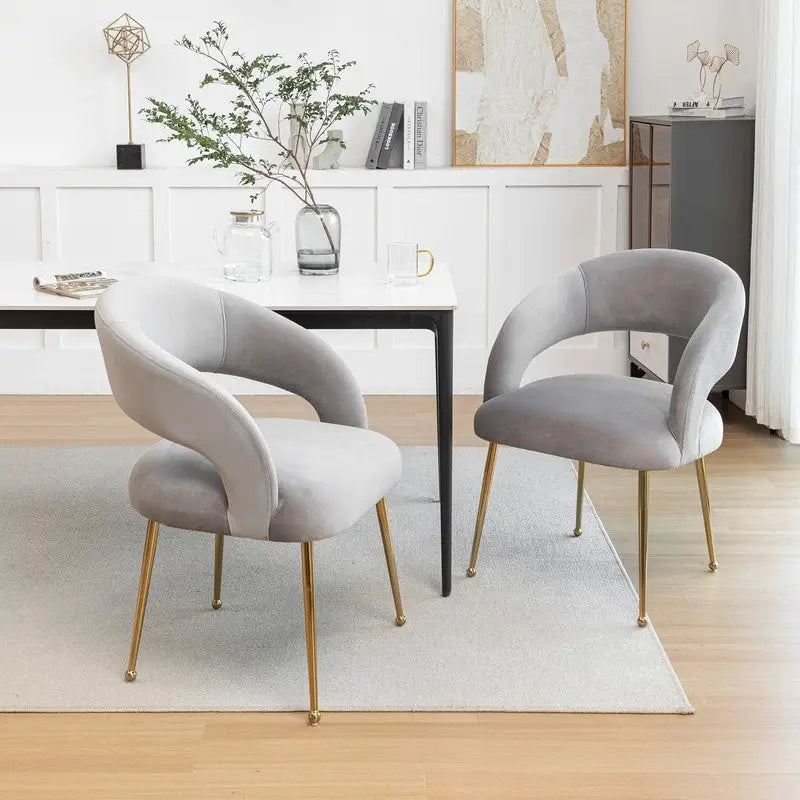 SEYNAR Set di 2 sedie da pranzo con schienale aperto e imbottitura in velluto, stile moderno di metà secolo