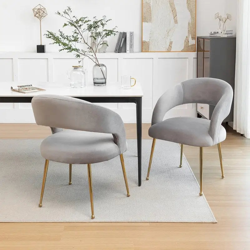 SEYNAR Set di 2 sedie da pranzo con schienale aperto e imbottitura in velluto, stile moderno di metà secolo