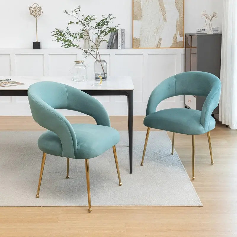 SEYNAR Set di 2 sedie da pranzo con schienale aperto e imbottitura in velluto, stile moderno di metà secolo