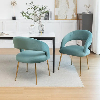 SEYNAR Set di 2 sedie da pranzo con schienale aperto e imbottitura in velluto, stile moderno di metà secolo