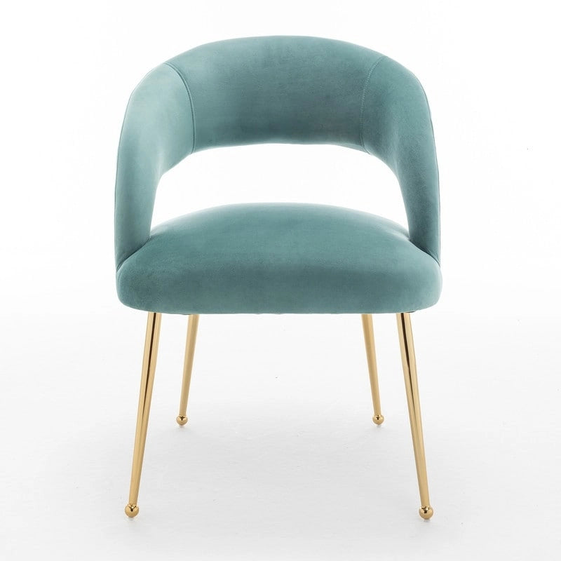 SEYNAR Set di 2 sedie da pranzo con schienale aperto e imbottitura in velluto, stile moderno di metà secolo