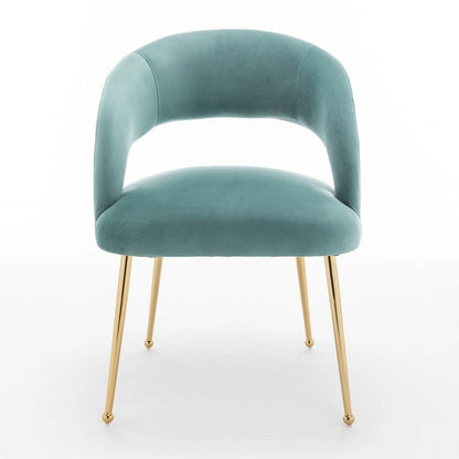 SEYNAR Set di 2 sedie da pranzo con schienale aperto e imbottitura in velluto, stile moderno di metà secolo