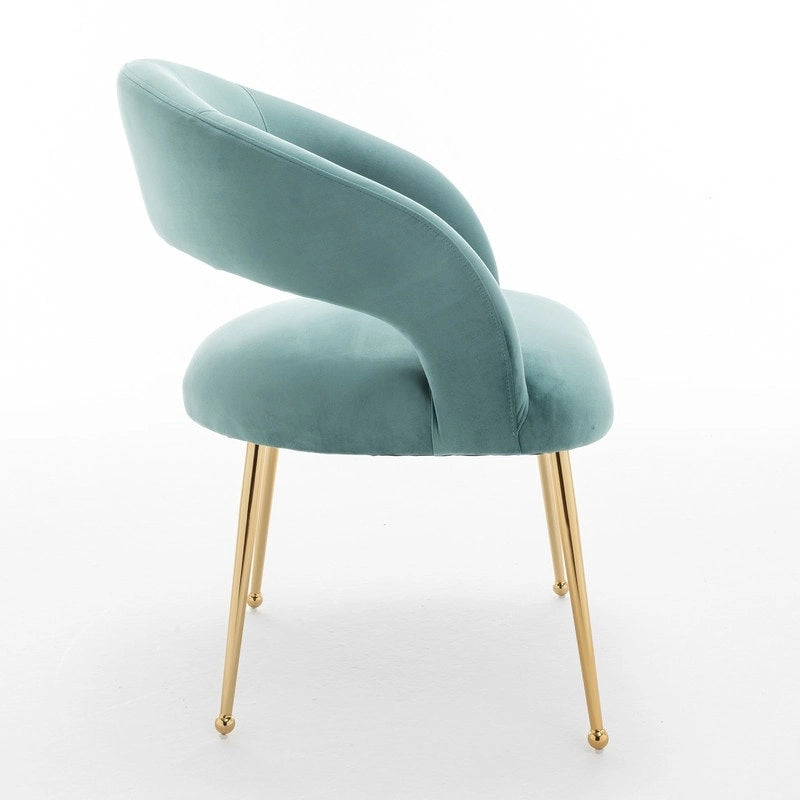 SEYNAR Set di 2 sedie da pranzo con schienale aperto e imbottitura in velluto, stile moderno di metà secolo