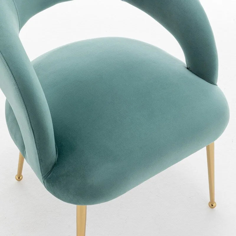 SEYNAR Set di 2 sedie da pranzo con schienale aperto e imbottitura in velluto, stile moderno di metà secolo