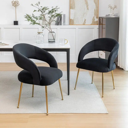 SEYNAR Set di 2 sedie da pranzo con schienale aperto e imbottitura in velluto, stile moderno di metà secolo