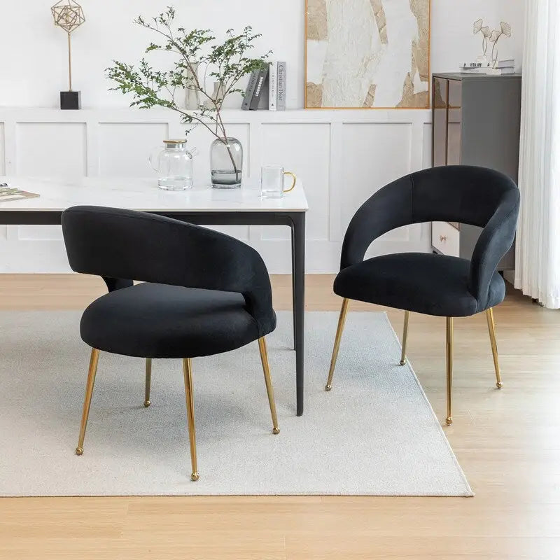 SEYNAR Set di 2 sedie da pranzo con schienale aperto e imbottitura in velluto, stile moderno di metà secolo