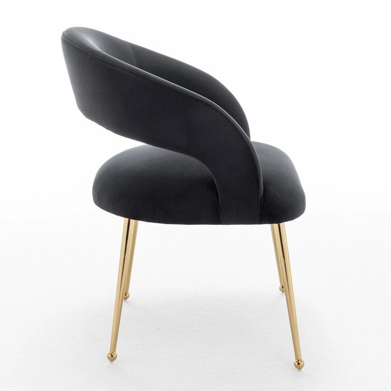 SEYNAR Set di 2 sedie da pranzo con schienale aperto e imbottitura in velluto, stile moderno di metà secolo