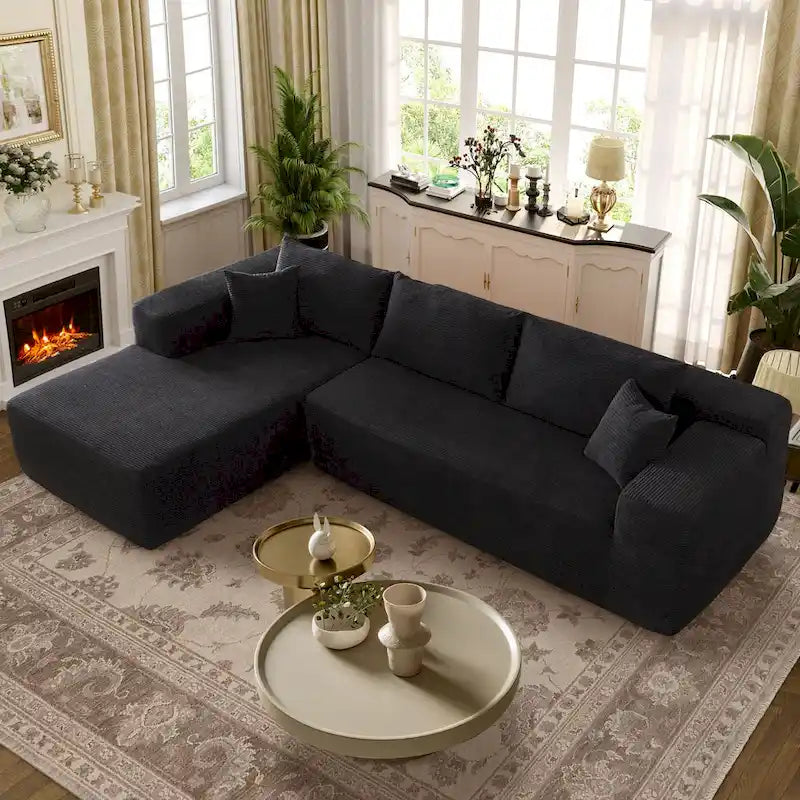 OVIOS Pit Stripes No Assembly Required Chaise Sofa