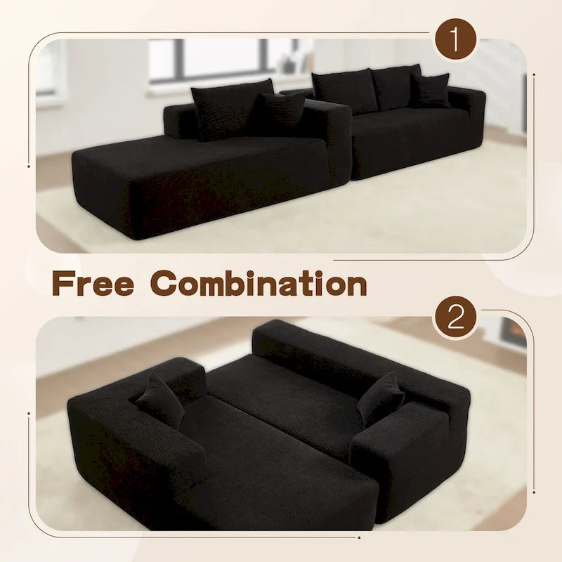 Divano chaise longue OVIOS Pit Stripes senza montaggio richiesto