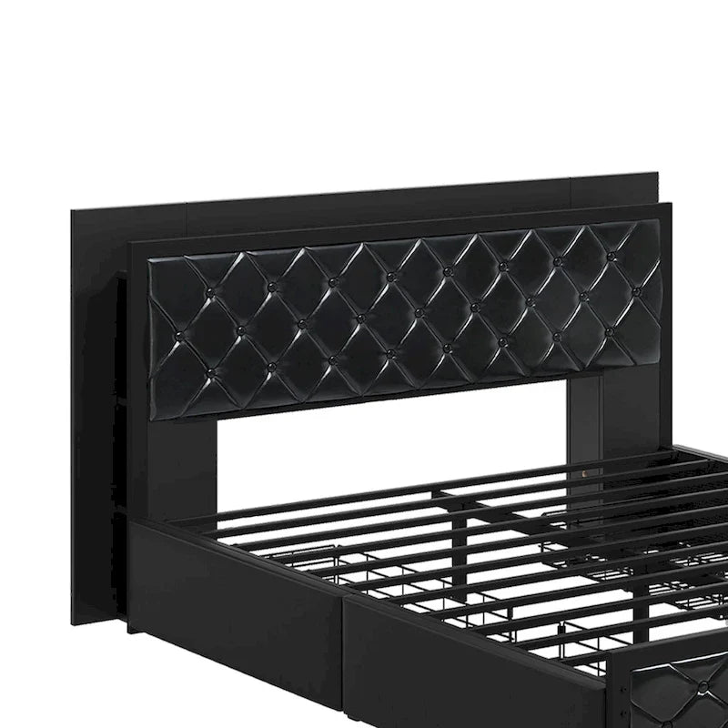 Moasis Queen Size PU Bed Frame LED Imbottito Letto a Piattaforma