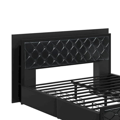 Moasis Queen Size PU Bed Frame LED Imbottito Letto a Piattaforma