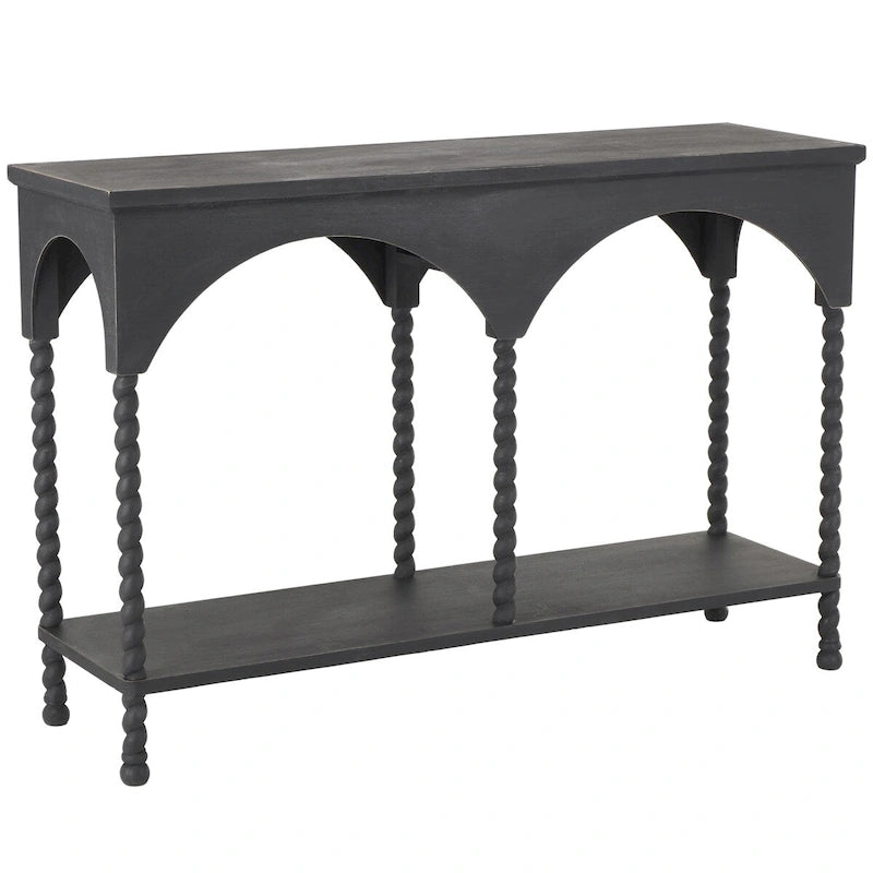 Consolle in legno ad arco con 1 ripiano - Nero - Roche River Decor