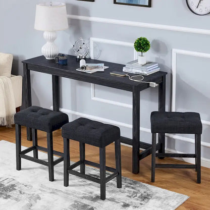 Set da pranzo con tavolo da bar da 4 pezzi, sgabelli da bancone e prese di corrente integrate