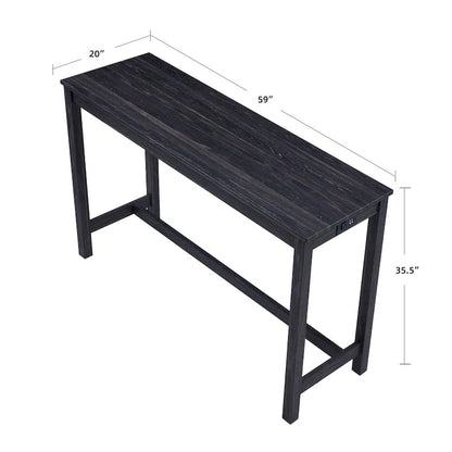 Set da pranzo con tavolo da bar da 4 pezzi, sgabelli da bancone e prese di corrente integrate