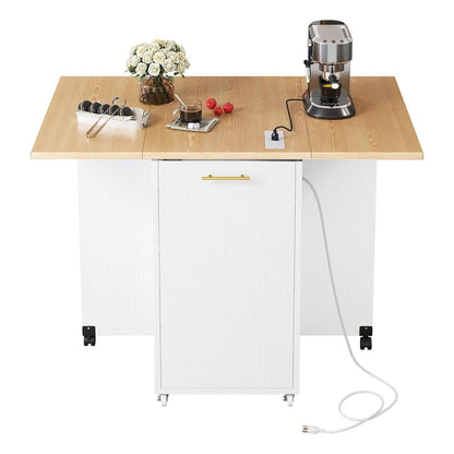 Isola da cucina pieghevole con mobiletto portaoggetti per la spazzatura