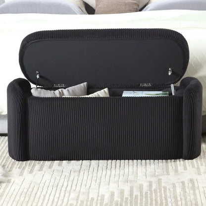 Entryway Upholstered Fabric Storage Ottoman