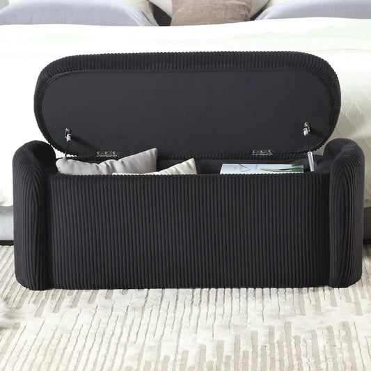 Entryway Upholstered Fabric Storage Ottoman