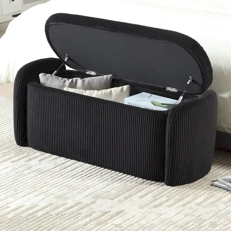 Pouf contenitore imbottito in tessuto per ingresso