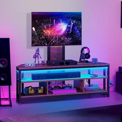 Supporto TV con luce LED Moasis con supporto, presa di corrente e porta USB per TV fino a 70