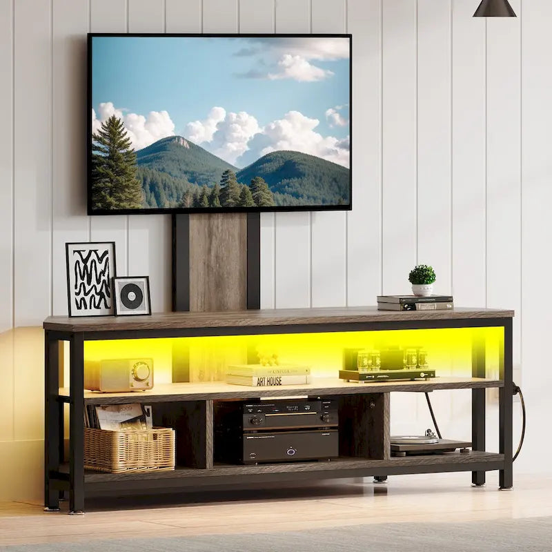 Supporto TV con luce LED Moasis con supporto, presa di corrente e porta USB per TV fino a 70