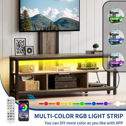 Supporto TV con luce LED Moasis con supporto, presa di corrente e porta USB per TV fino a 70