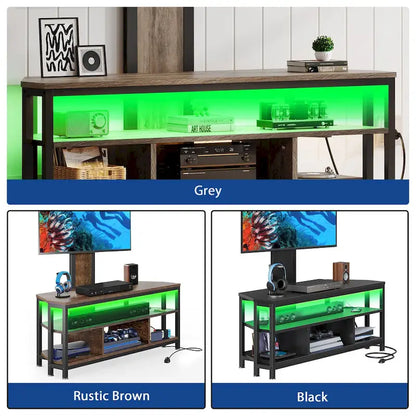 Supporto TV con luce LED Moasis con supporto, presa di corrente e porta USB per TV fino a 70