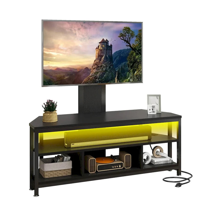 Supporto TV con luce LED Moasis con supporto, presa di corrente e porta USB per TV fino a 70