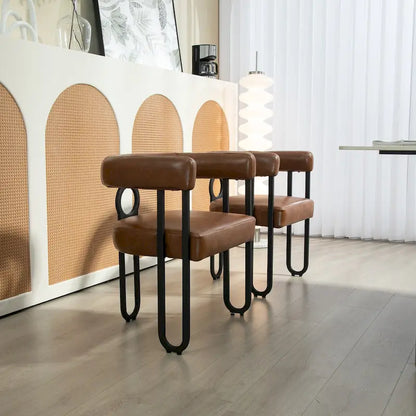 Sedia da pranzo, sedia a botte, poltrona da cucina, set di 2 sedie da soggiorno, con rivestimento in tessuto PU dal design contemporaneo