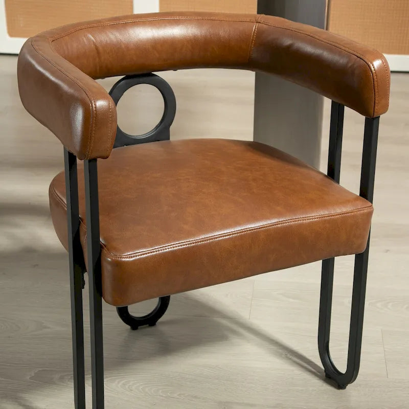 Sedia da pranzo, sedia a botte, poltrona da cucina, set di 2 sedie da soggiorno, con rivestimento in tessuto PU dal design contemporaneo