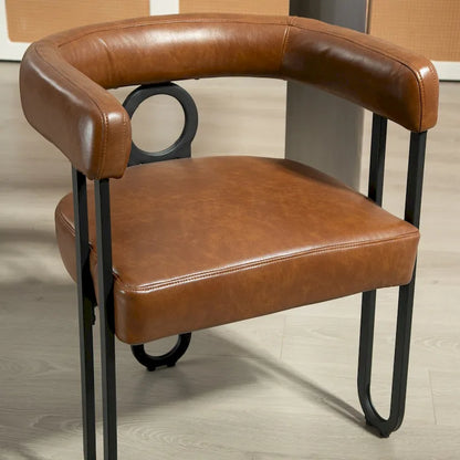 Sedia da pranzo, sedia a botte, poltrona da cucina, set di 2 sedie da soggiorno, con rivestimento in tessuto PU dal design contemporaneo