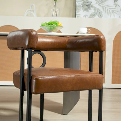 Sedia da pranzo, sedia a botte, poltrona da cucina, set di 2 sedie da soggiorno, con rivestimento in tessuto PU dal design contemporaneo