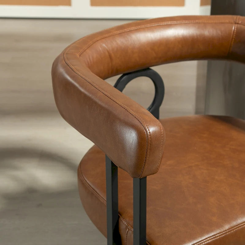 Sedia da pranzo, sedia a botte, poltrona da cucina, set di 2 sedie da soggiorno, con rivestimento in tessuto PU dal design contemporaneo