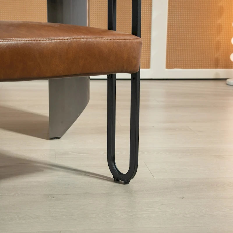 Sedia da pranzo, sedia a botte, poltrona da cucina, set di 2 sedie da soggiorno, con rivestimento in tessuto PU dal design contemporaneo