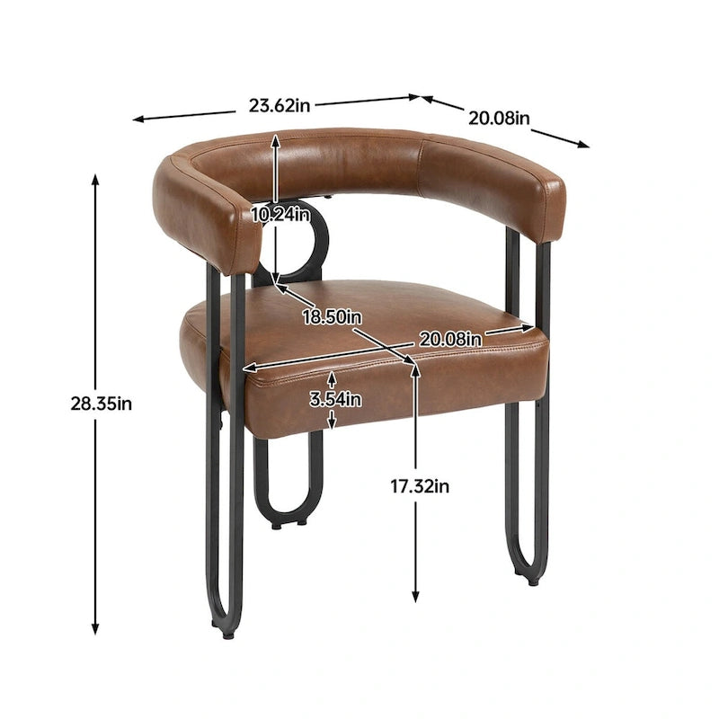 Sedia da pranzo, sedia a botte, poltrona da cucina, set di 2 sedie da soggiorno, con rivestimento in tessuto PU dal design contemporaneo