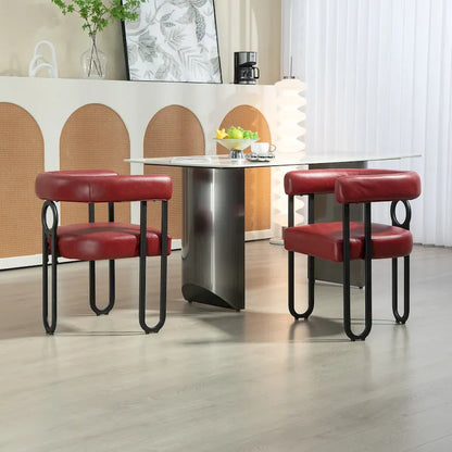 Sedia da pranzo, sedia a botte, poltrona da cucina, set di 2 sedie da soggiorno, con rivestimento in tessuto PU dal design contemporaneo