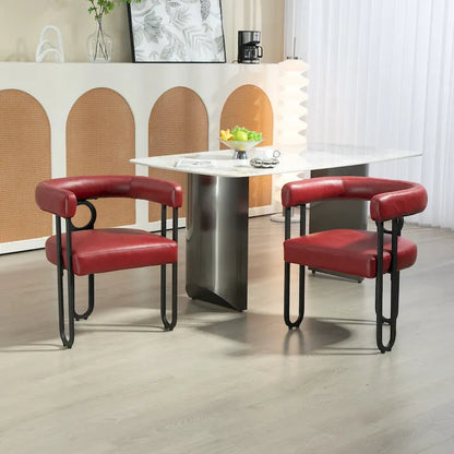 Sedia da pranzo, sedia a botte, poltrona da cucina, set di 2 sedie da soggiorno, con rivestimento in tessuto PU dal design contemporaneo