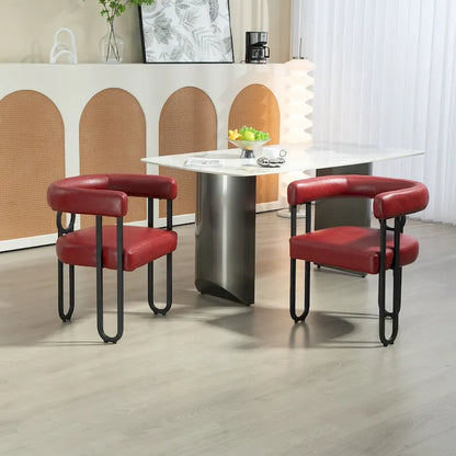 Sedia da pranzo, sedia a botte, poltrona da cucina, set di 2 sedie da soggiorno, con rivestimento in tessuto PU dal design contemporaneo