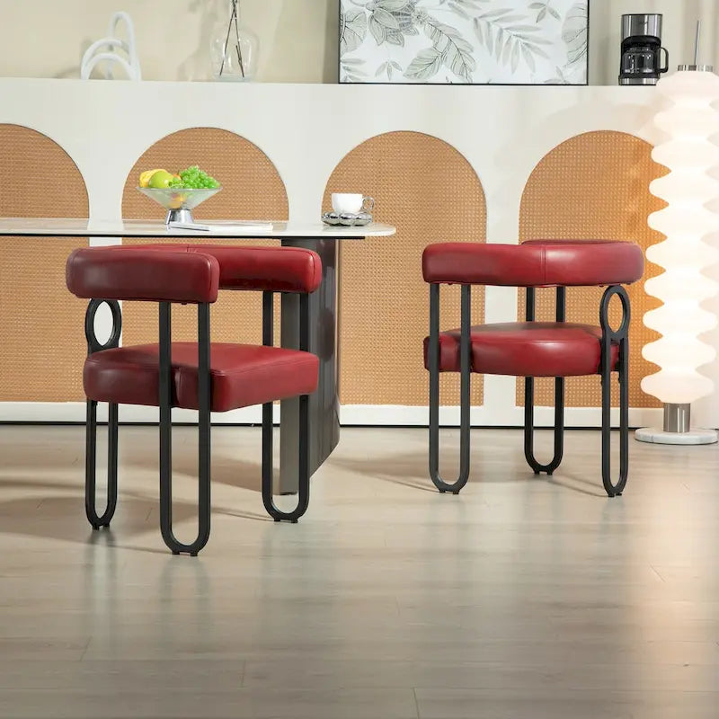 Sedia da pranzo, sedia a botte, poltrona da cucina, set di 2 sedie da soggiorno, con rivestimento in tessuto PU dal design contemporaneo
