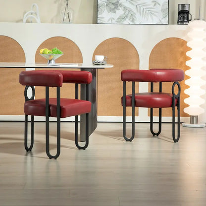 Sedia da pranzo, sedia a botte, poltrona da cucina, set di 2 sedie da soggiorno, con rivestimento in tessuto PU dal design contemporaneo