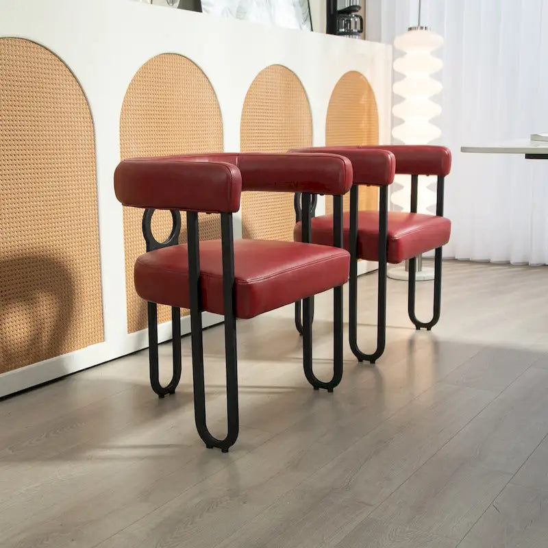 Sedia da pranzo, sedia a botte, poltrona da cucina, set di 2 sedie da soggiorno, con rivestimento in tessuto PU dal design contemporaneo