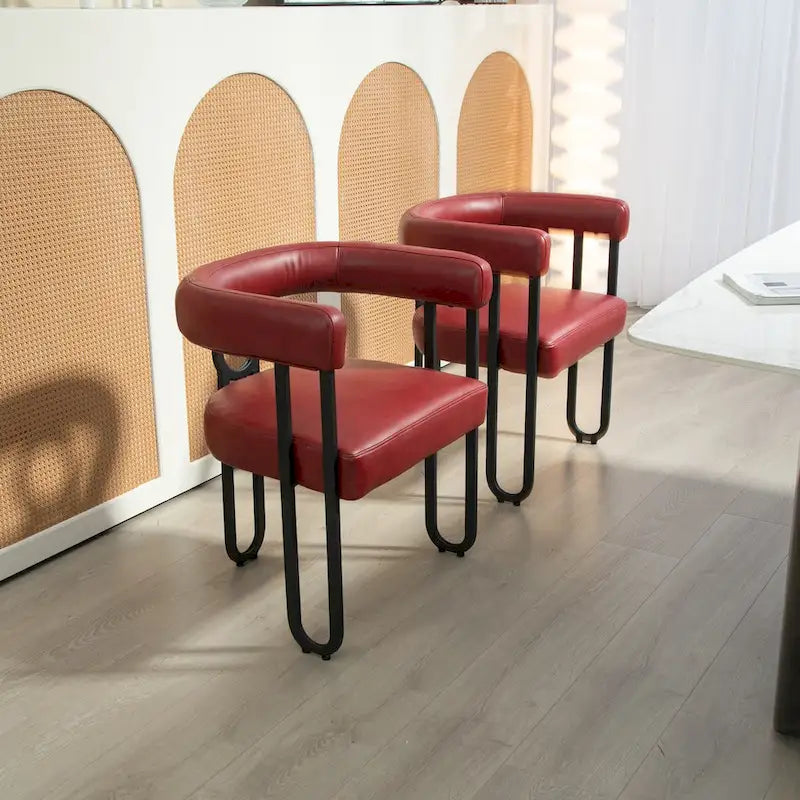 Sedia da pranzo, sedia a botte, poltrona da cucina, set di 2 sedie da soggiorno, con rivestimento in tessuto PU dal design contemporaneo