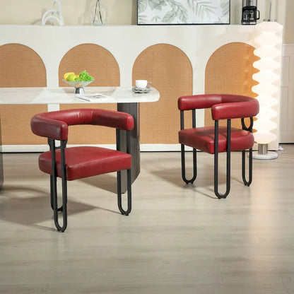 Sedia da pranzo, sedia a botte, poltrona da cucina, set di 2 sedie da soggiorno, con rivestimento in tessuto PU dal design contemporaneo
