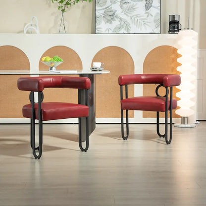 Sedia da pranzo, sedia a botte, poltrona da cucina, set di 2 sedie da soggiorno, con rivestimento in tessuto PU dal design contemporaneo