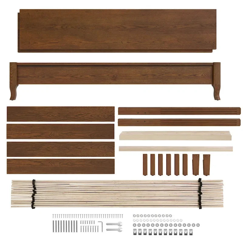 Letto con piattaforma in legno massello LUE BONA con testiera, letto matrimoniale, struttura in legno rustico, mobili per camera da letto