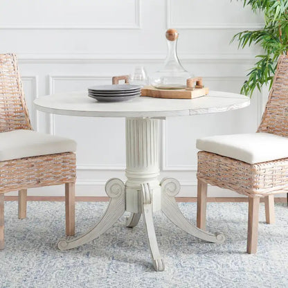 SAFAVIEH Jeane Antique White Drop Leaf Dining Table - 43   W x 43   D x 31   H - 43Wx43Dx31H